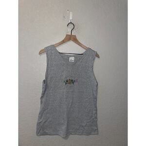 Womens Sugar Pine Shirt Railroad Pinecone Gray Sleeveless Lait Tank VTG 90s XL